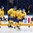 MOSCOW, RUSSIA - MAY 14: Sweden's Gustav Nyquist #14 celebrates with Johan Fransson #10, Erik Gustafsson #56, Linus Klasen #86 and Alexander Wennberg #41 after scoring a second period goal against Norway during preliminary round action at the 2016 IIHF Ice Hockey World Championship. (Photo by Andre Ringuette/HHOF-IIHF Images)

